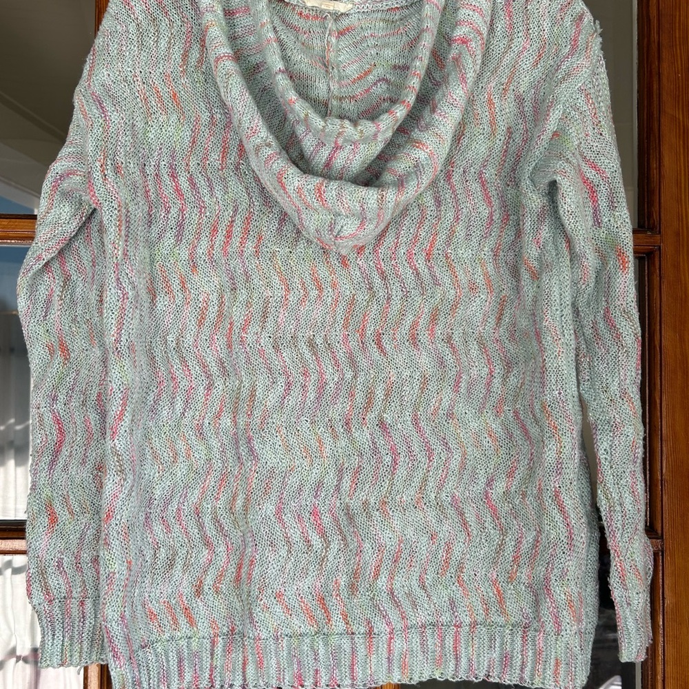 Multicolor Knit Women’s Hoodie Sweater - Picture 2 of 3
